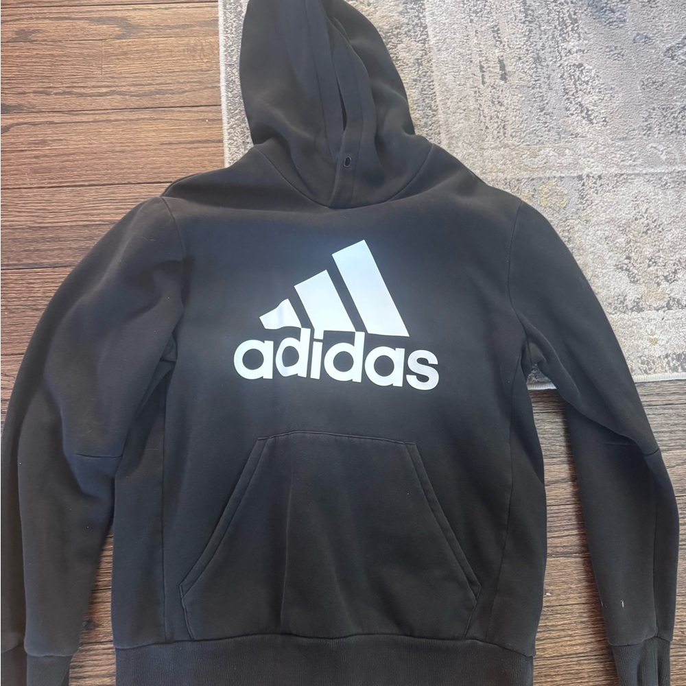 Adidas Black and White Logo Hoodie